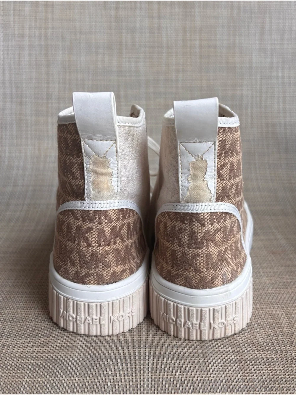Michael Kors Pink and White High-Top Lace Sneakers